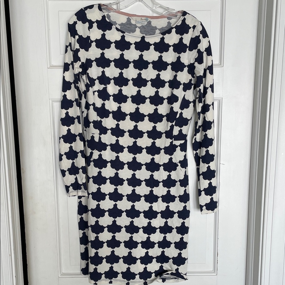 Navy and White Patterned T-shirt Dress